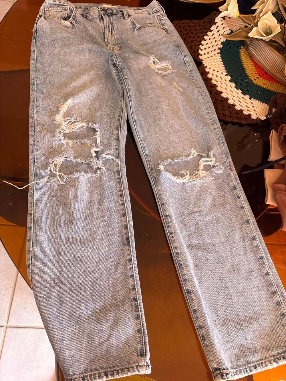 Altard State Hidden Jeans Los Angeles Distressed Straight Leg Light Wash Jeans S